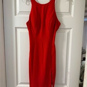 Red Scoop Neck Bodycon Dress